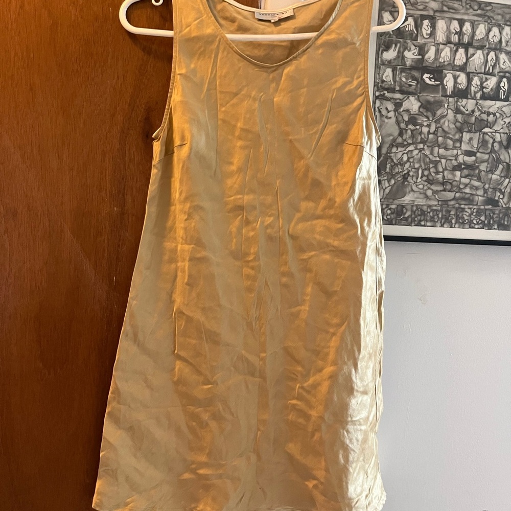 Barbara Bui Paris silk sleeveless gold dress medium